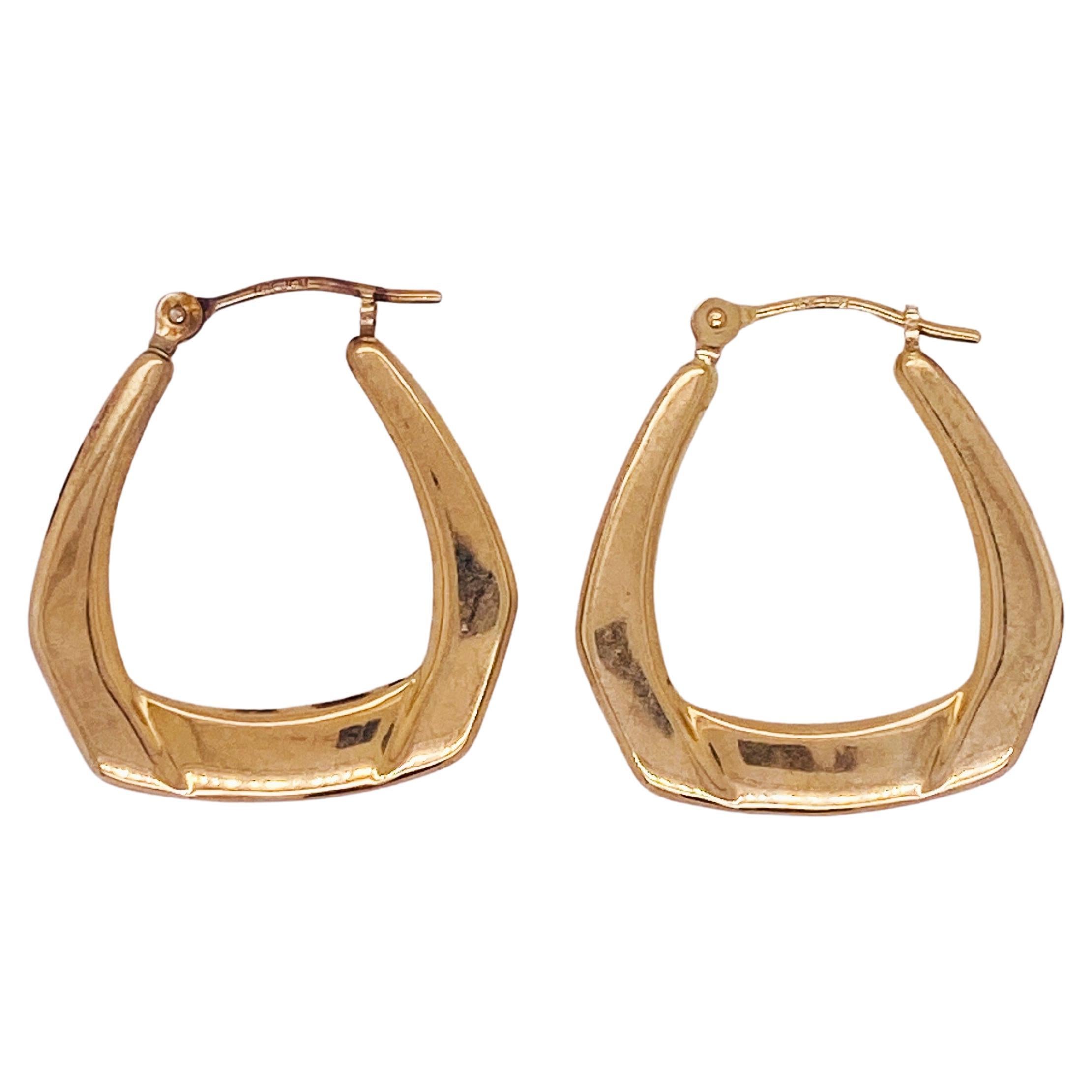 Origami Fold Hoops 14 Karat Yellow Gold Dangle Earrings Lightweight Design LV For Sale