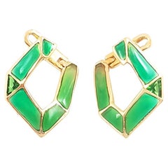 Origami Link n. 5 Orecchini con tsavorite e smalto in oro giallo 18 carati Petite