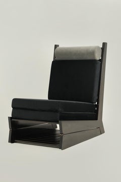 Origami Lounge Chair in Lacquered Rosewood, Brass & Velvet Fabric by Artempo