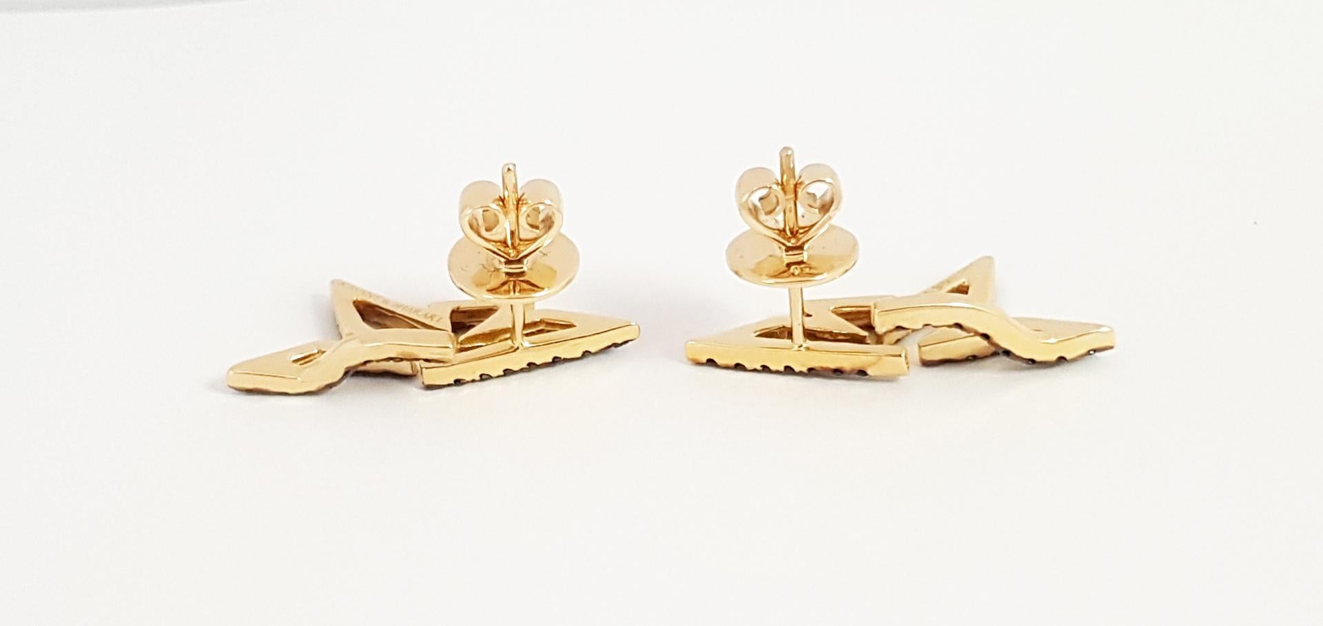 Origami - Boucles d'oreilles en or 18 carats avec silhouette en diamants noirs Pour femmes en vente