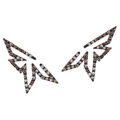 Origami Mini-Silhouette Champagne Diamond Earrings 18K Rose Gold