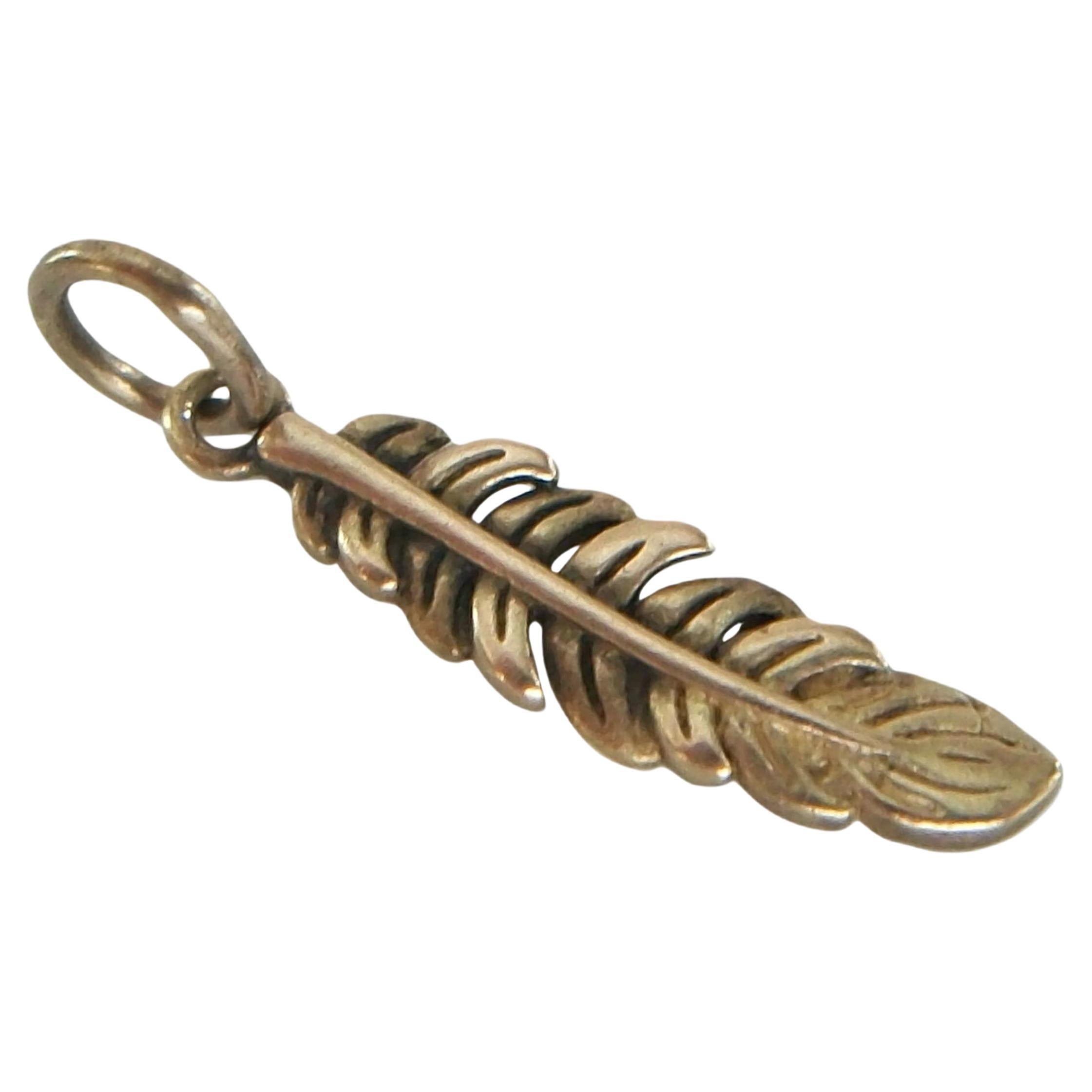 ORIGAMI OWL - Sterling Silver Feather Charm / Pendant - U. S. A. - Circa 2010 For Sale