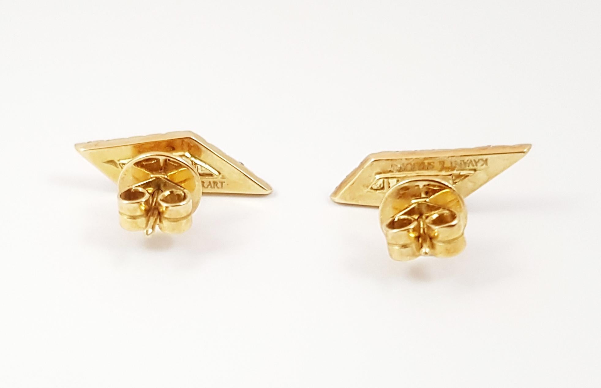 Origami Palm Leaf Yellow Sapphire, Diamond Stud Earrings 18K Gold In New Condition For Sale In Bangkok, 10