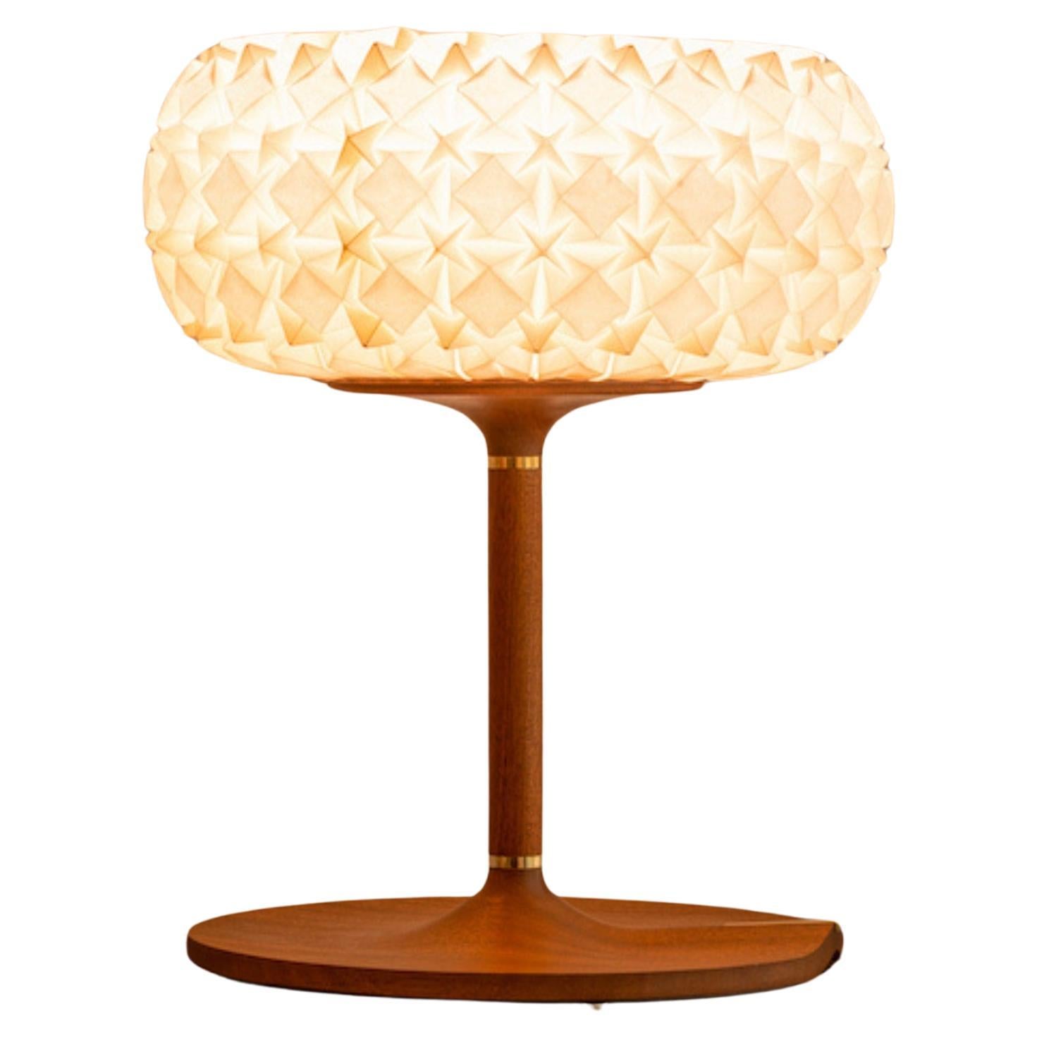 Origami Paper and Mahogany "96 Molecules" Tall Table Lamp by Aqua Creations