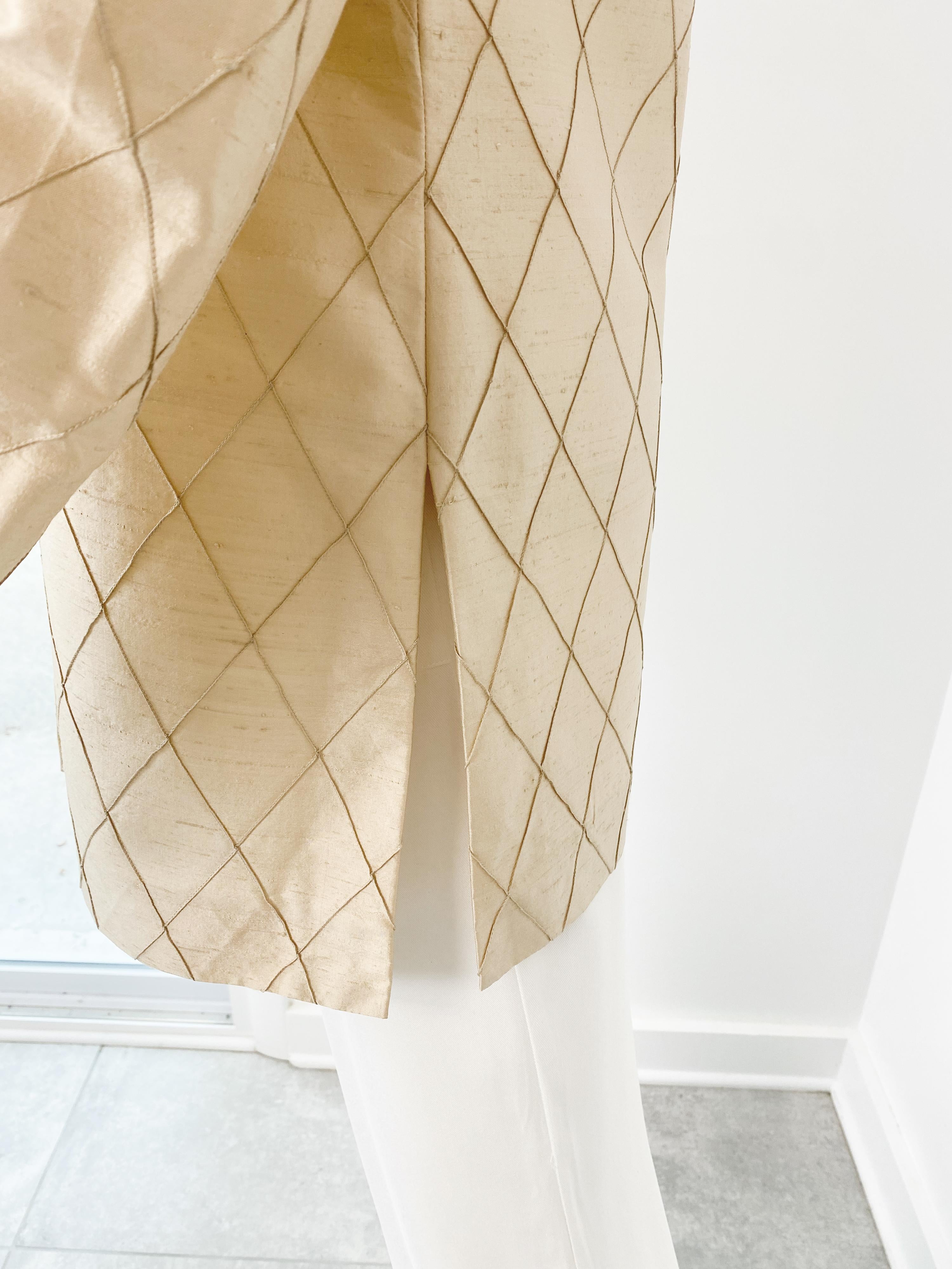 Veste Origami en soie brute parchemin avec col Mao mandarin taille 8/10 en vente 1