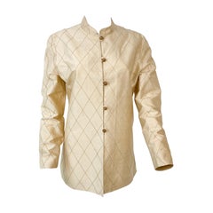 Origami Parchment Raw Silk Jacket with Mao Mandarin Collar Size 8/10