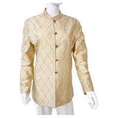 Origami Parchment Raw Silk Jacket with Mao Mandarin Collar Size 8/10