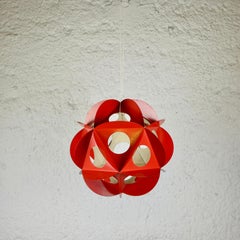 Origami Psychedelic Sculpture in Orange Lacquered Metal