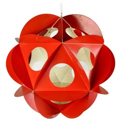 Origami Psychedelic Sculpture in Orange Lacquered Metal