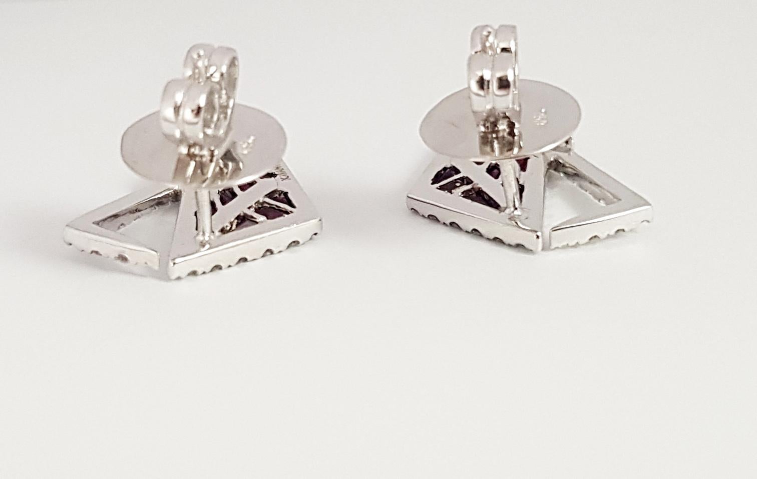 Kavant & Sharart Origami Ruby, Diamond Earrings 18K White Gold In New Condition For Sale In Bangkok, 10