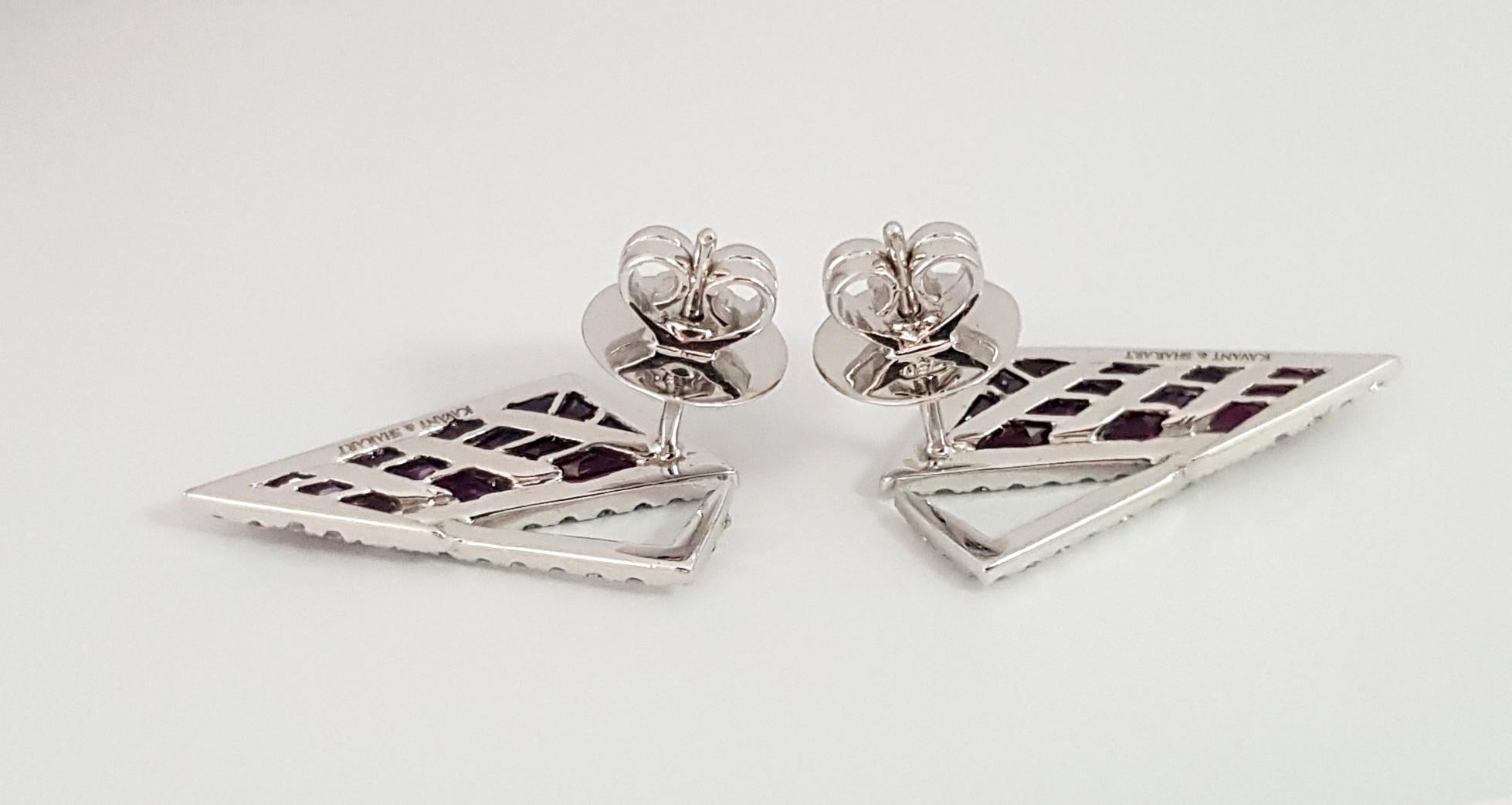 Women's Kavant & Sharart Origami Ruby, Diamond Earrings 18K White Gold For Sale
