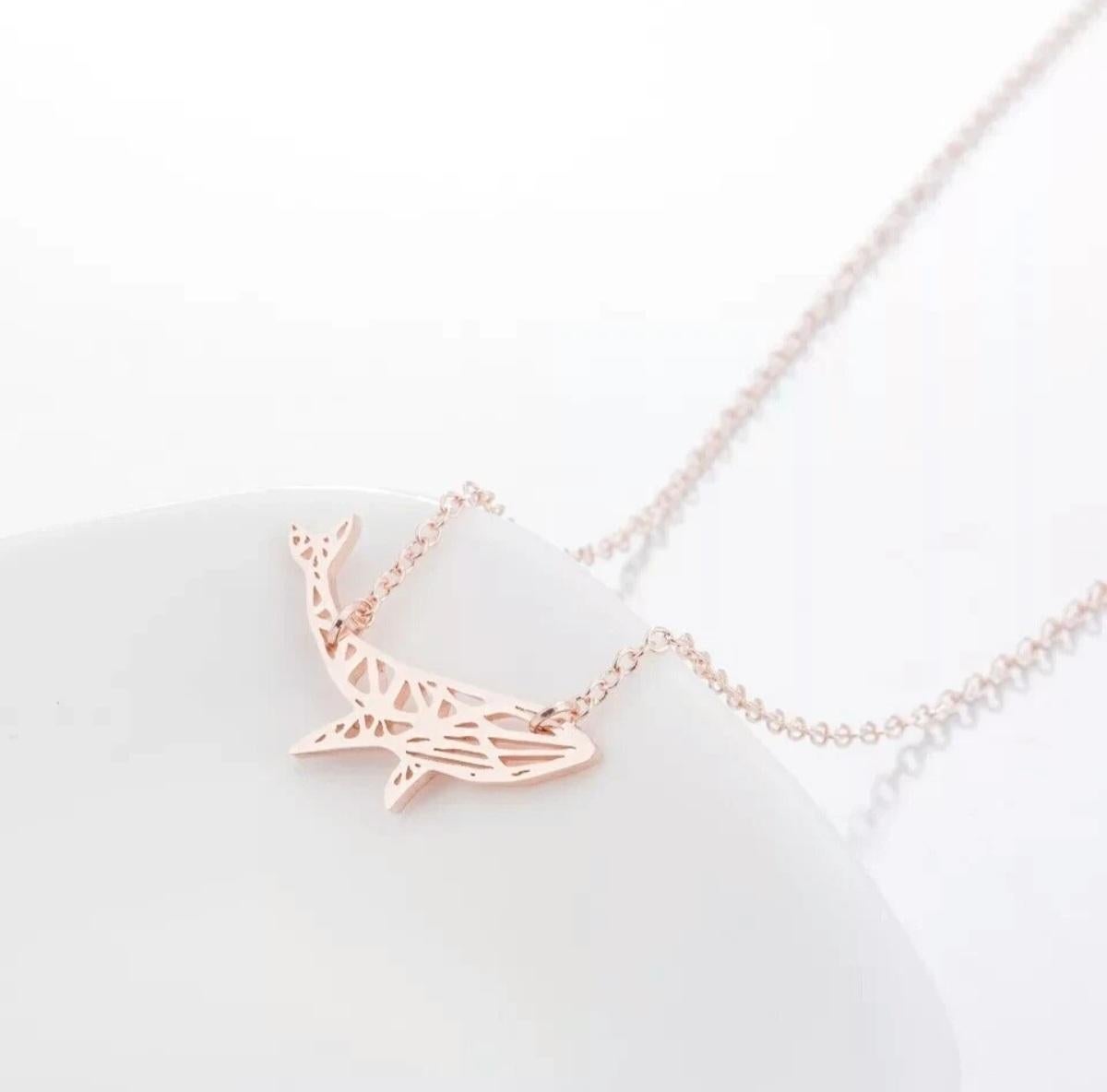 Ciondolo balena Origami Pesce Oceano Moda Gioielli in argento 925 per donne compleanno. in vendita 1