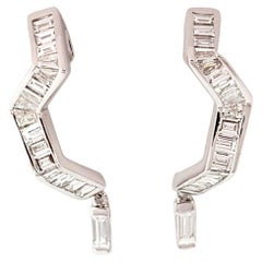 Origami Ziggy Diamond Minimalist Earrings 18K White Gold