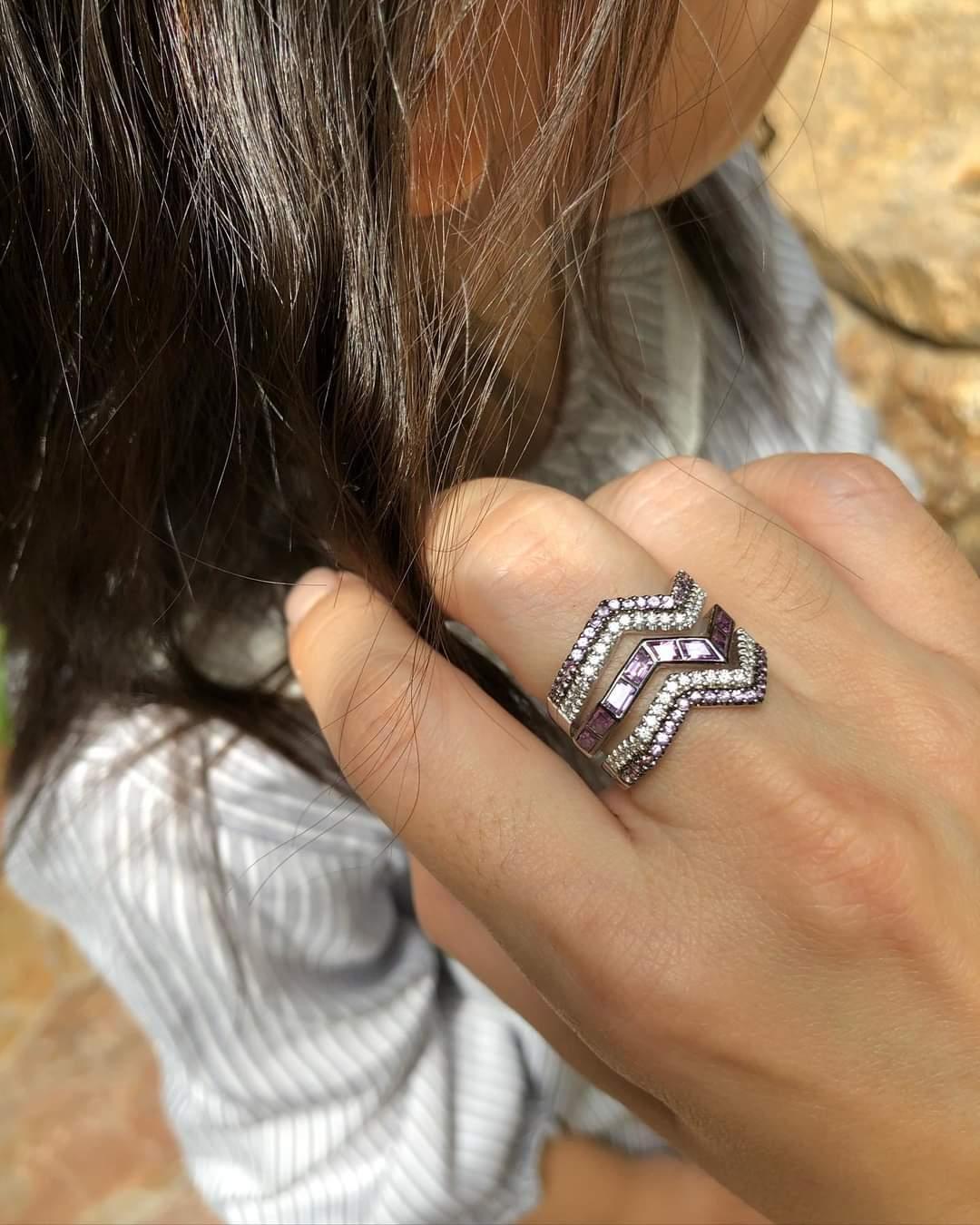 da uomo o donna Origami Ziggy Diamond Ring 18K Gold in vendita