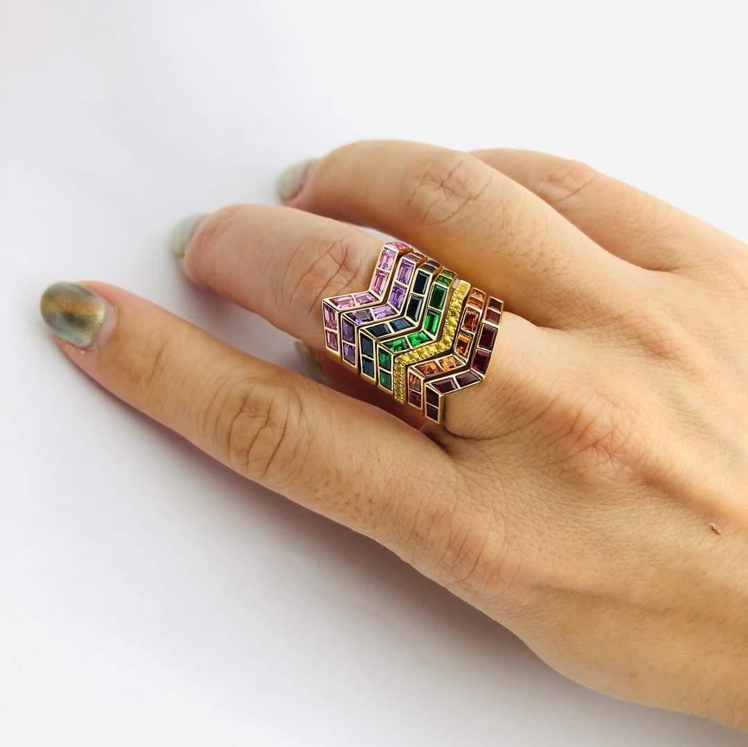 Origami Ziggy Diamond Ring 18K Gold in vendita 1