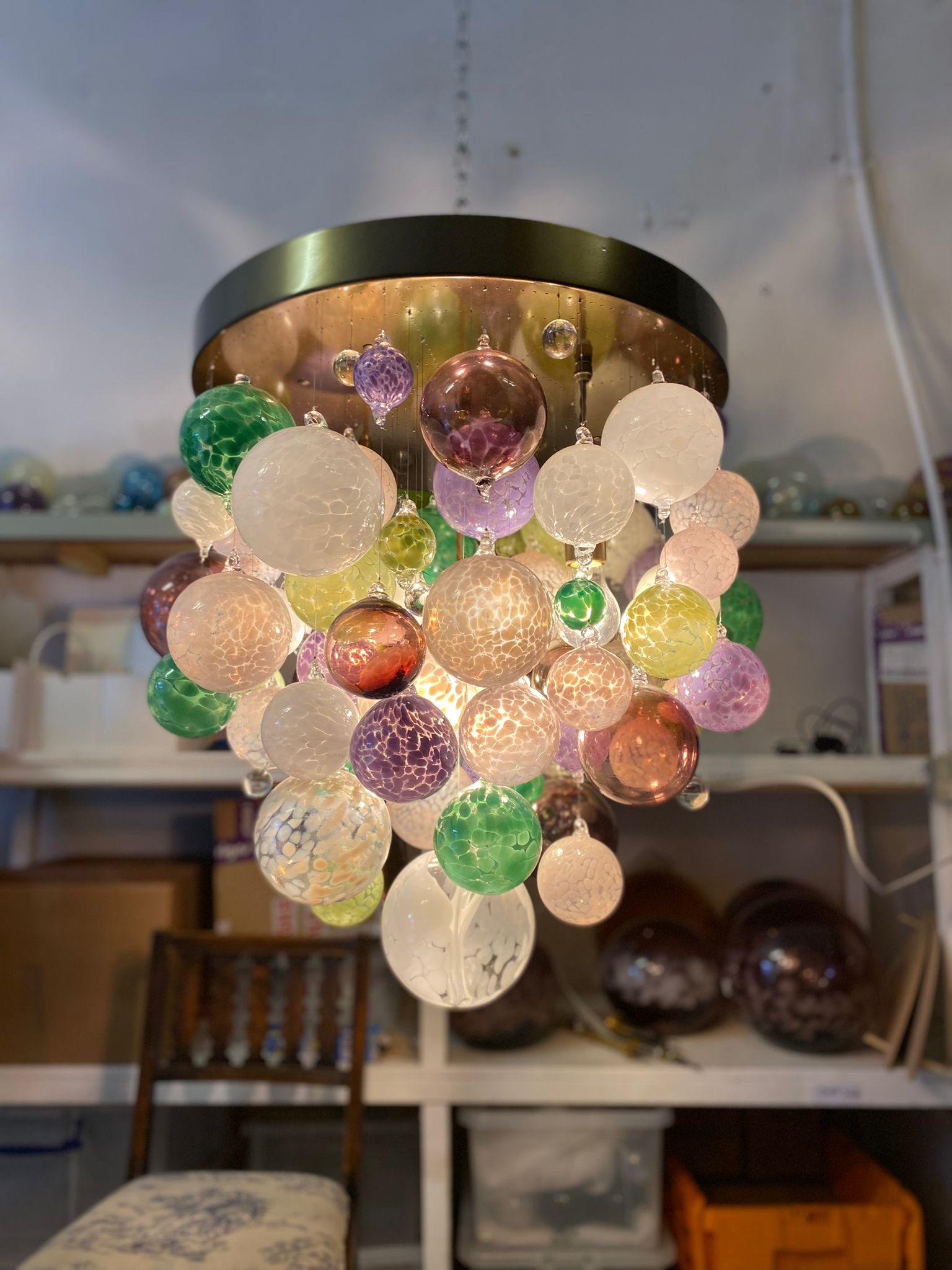 Origin II Chandelier by Roast Featuring over 50 Individually Blown Glass Spheres For Sale 2