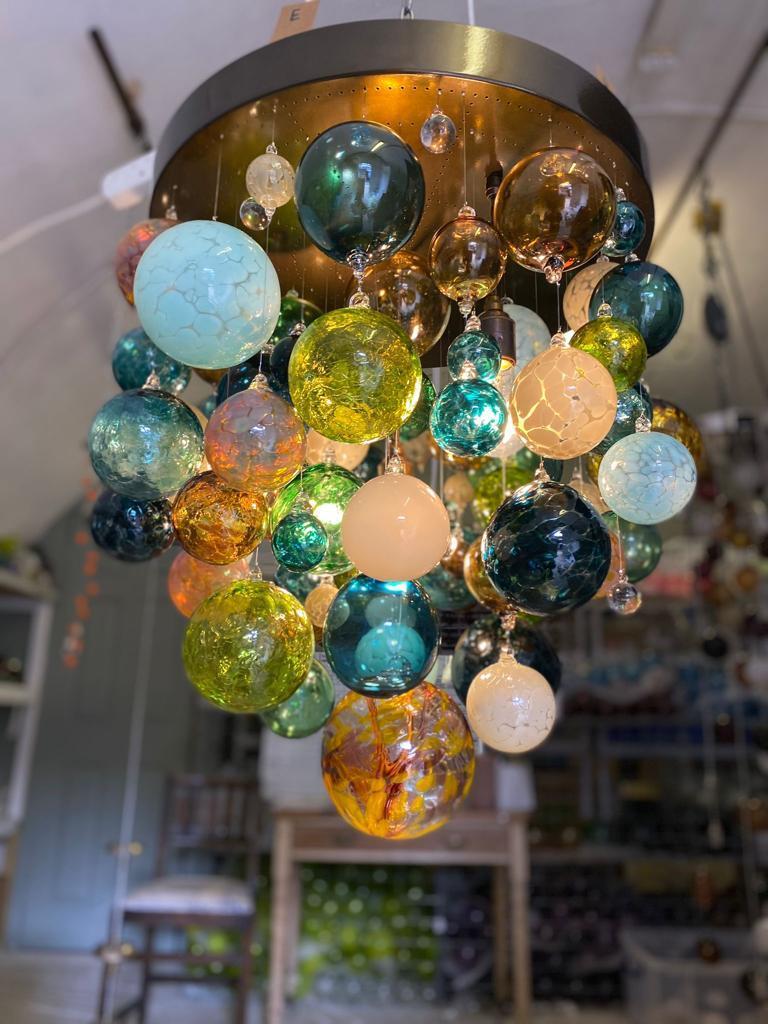 recycled glass chandelier