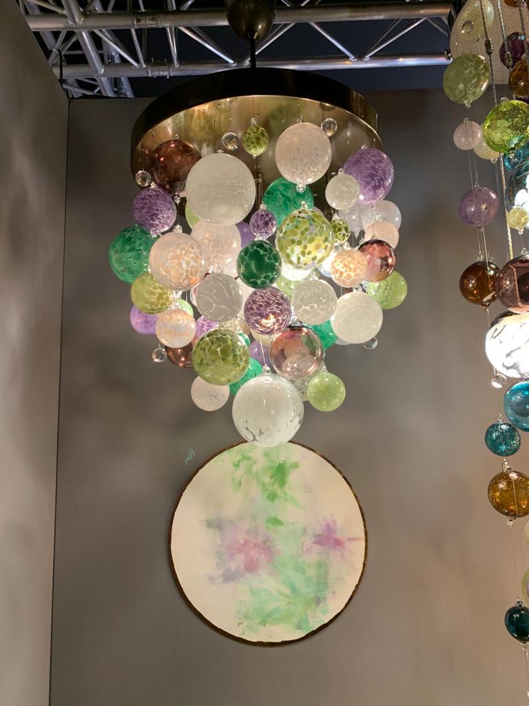 Hand-Crafted Origin II Chandelier by Roast Featuring over 50 Individually Blown Glass Spheres For Sale