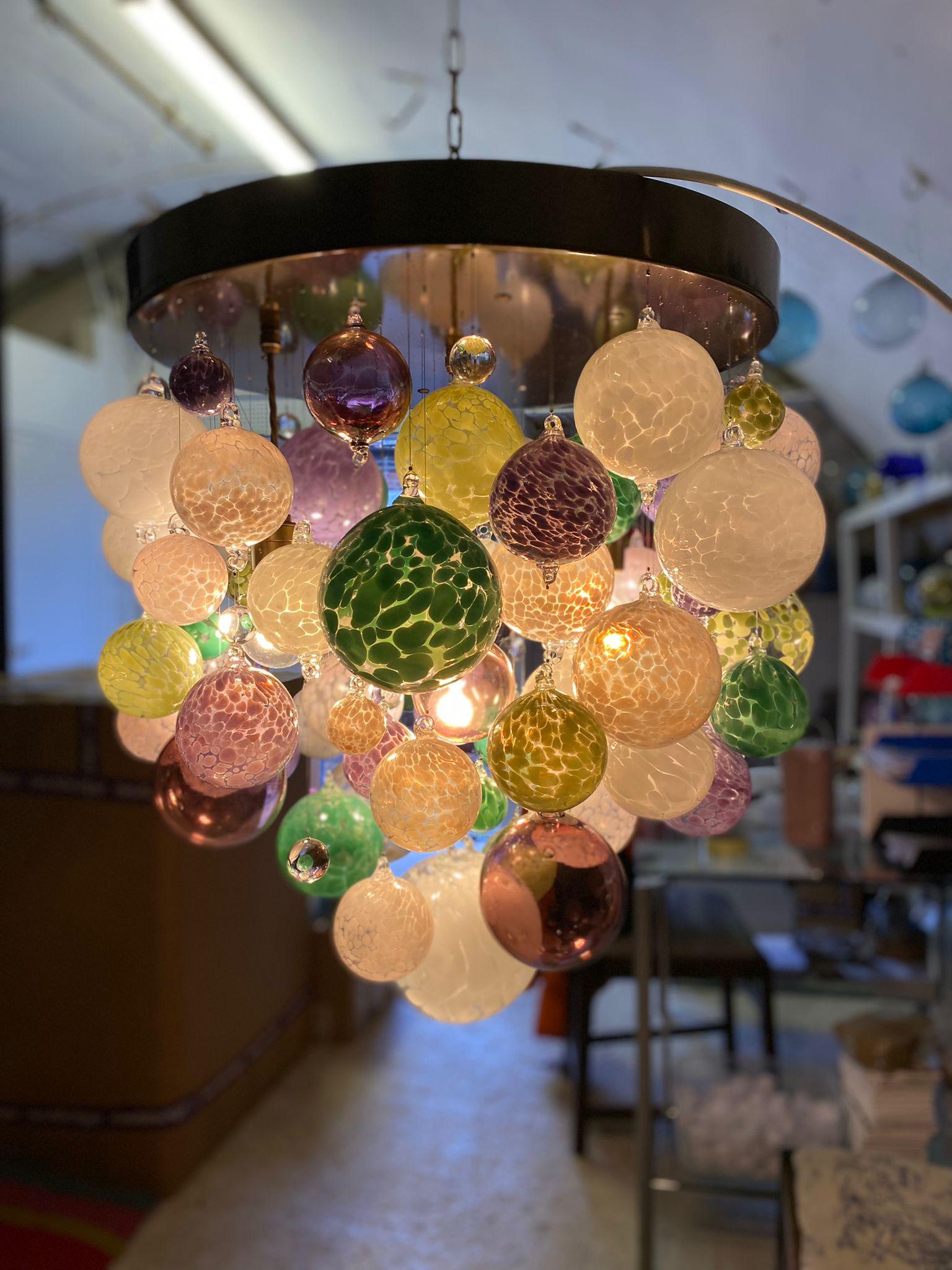 Origin II Chandelier by Roast Featuring over 50 Individually Blown Glass Spheres In New Condition For Sale In London, GB
