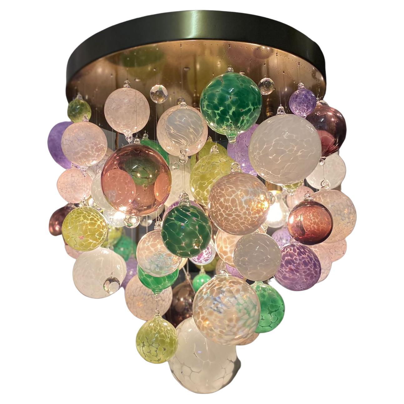 Origin II Chandelier by Roast Featuring over 50 Individually Blown Glass Spheres For Sale
