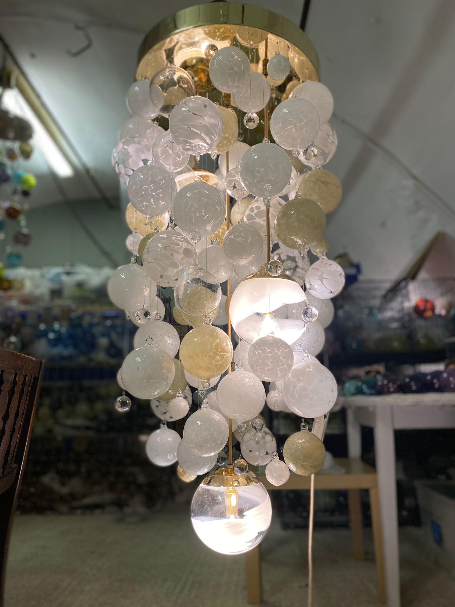 Origin II Chandelier by Roast Featuring over 90 Blown Glass Spheres In New Condition For Sale In London, GB
