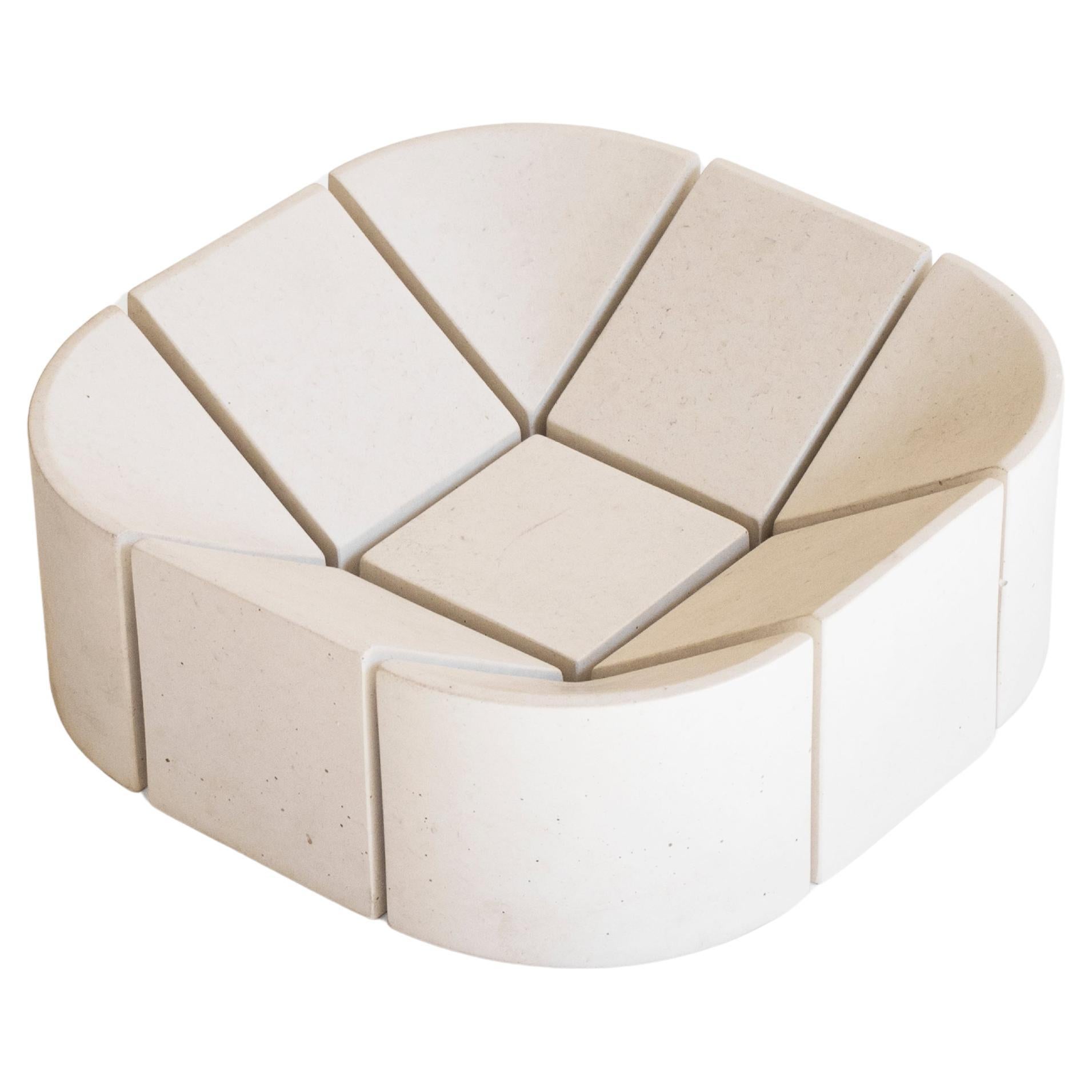 Origin Made Brut Sculpture Soft Square in White Concrete For Sale