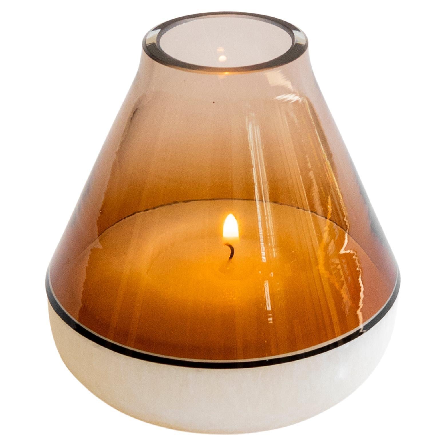 Origin Made Candeia Candle Holder with Onyx Base For Sale