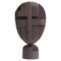 Origin Made Ornament and Crime Standing Skulptur (Maske) aus geräucherter Esche