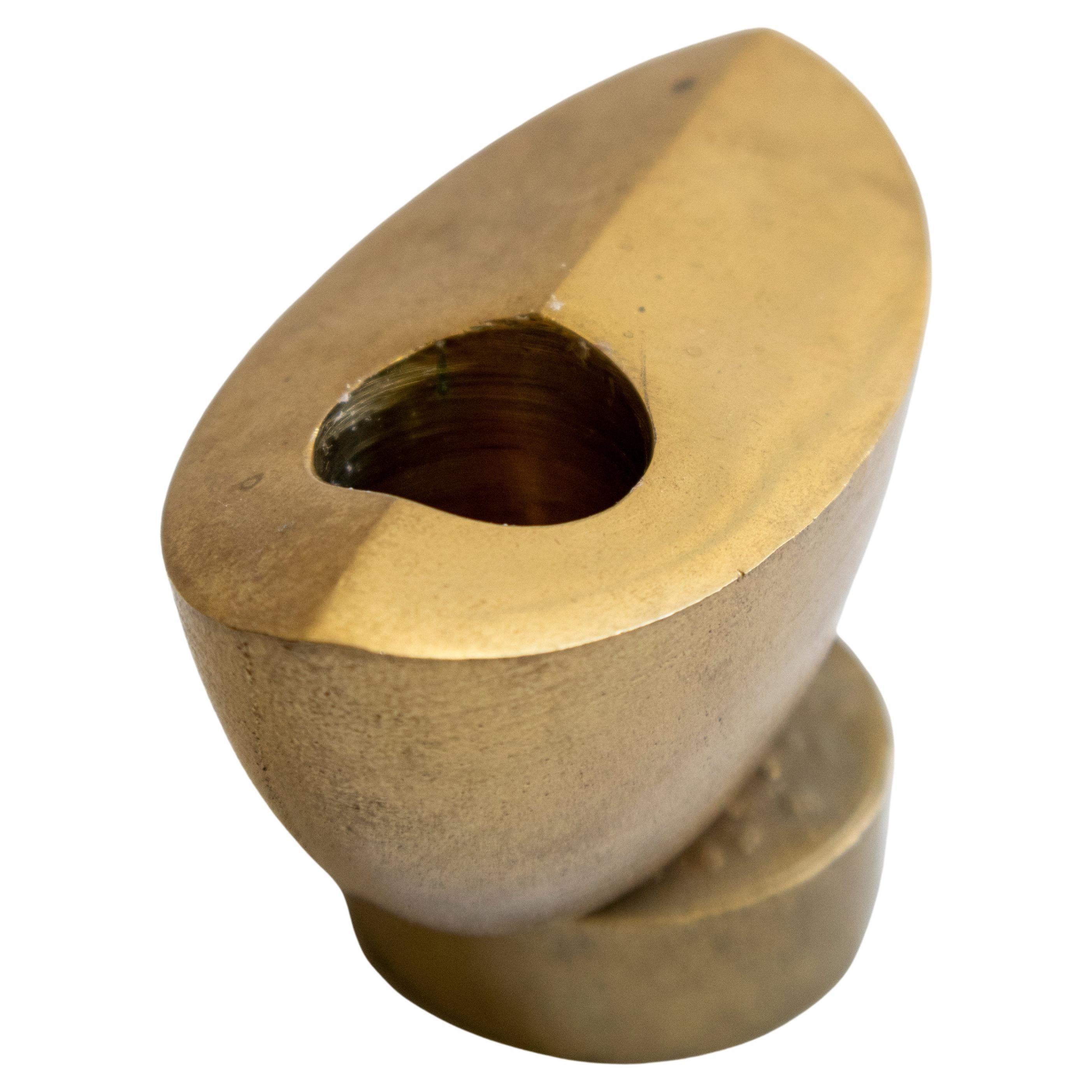 Origin Made Poise Candle Holder Horizontal in Solid Brass For Sale