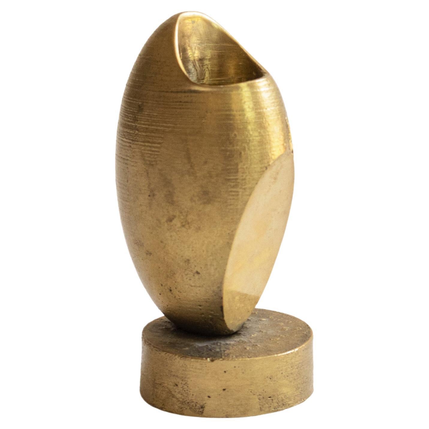 Origin Made Poise Candle Holder Vertical in Solid Brass For Sale