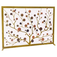 Paravento Origin Mid-Century Modern con patina e cornice in oro brillante