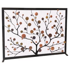 Origin Mid-Century Modern Fireplace Screen With Patina and Warm Black Frame