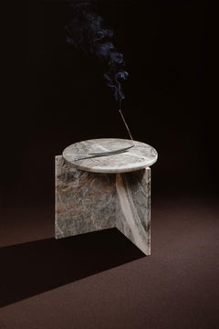 Tavolino Origin, Marmo Arabescato Orobico, Realizzato a mano in Italia