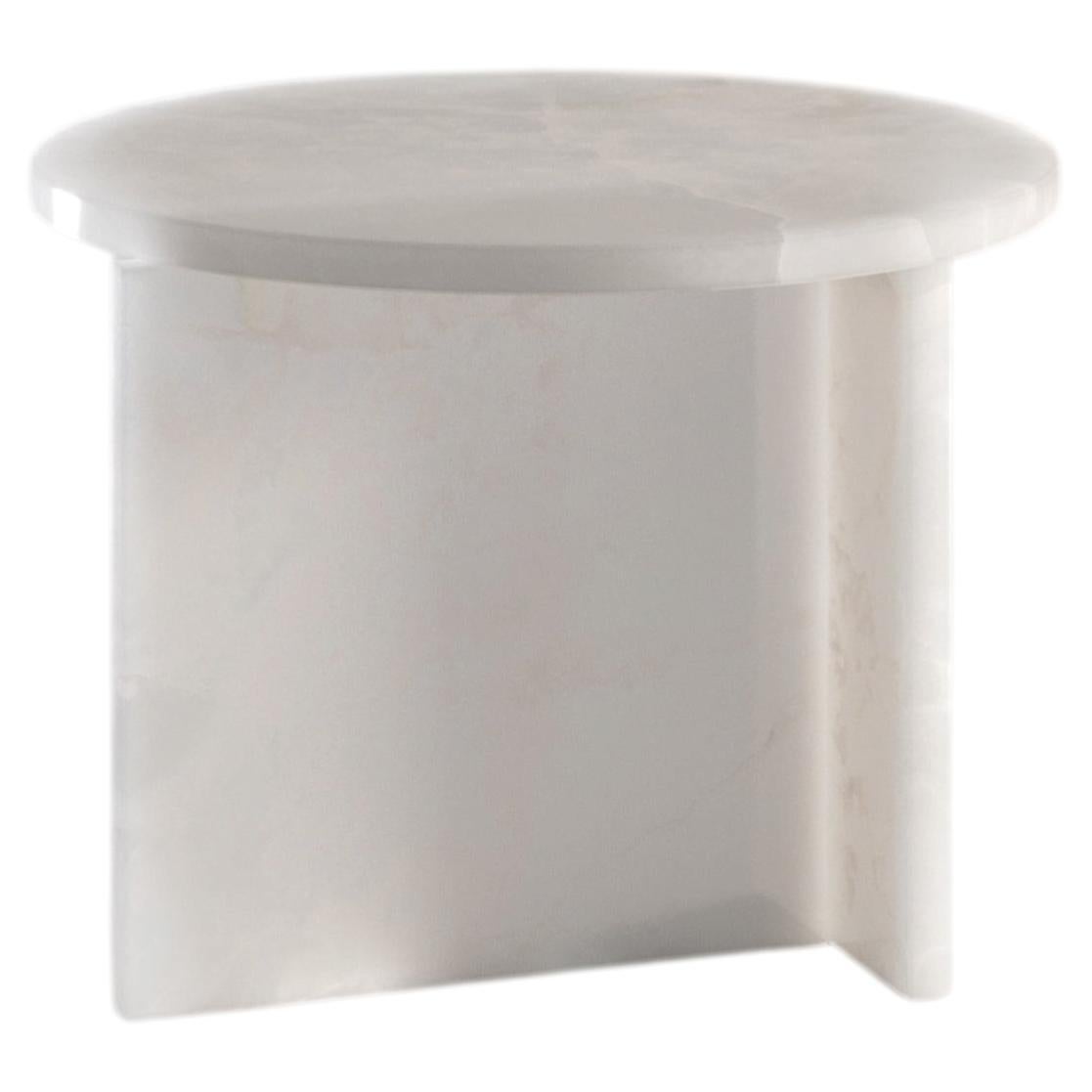 Origin Side Table, White Carrara Marble, Hand-Crafted in Italy For Sale