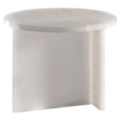 Tavolino Origin, marmo bianco di Carrara, fatto a mano in Italia