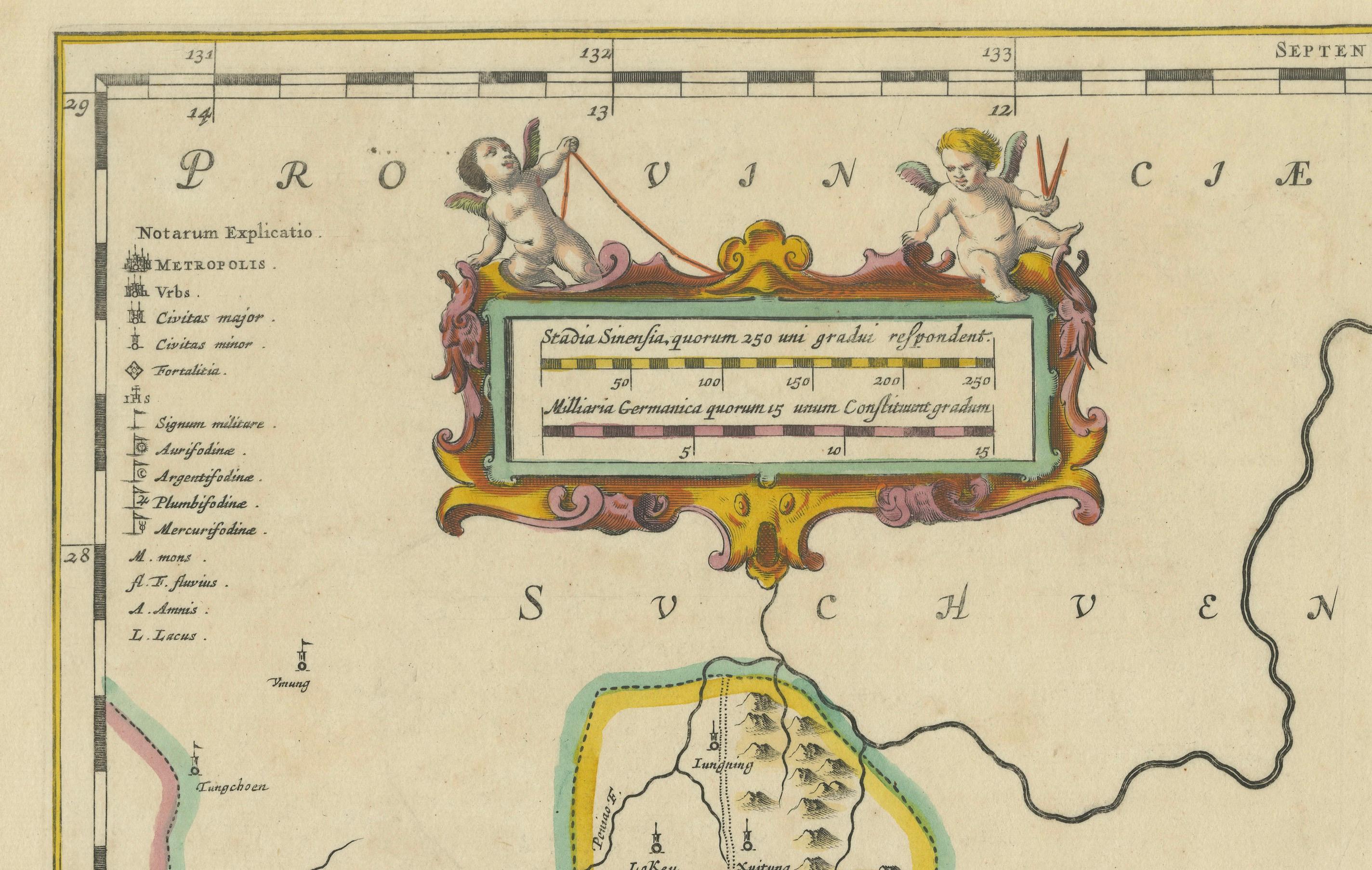 Mid-17th Century OriginaAntique 17th-Century Map of Guizhou Province, China – (Qveichev) by Blaeu For Sale