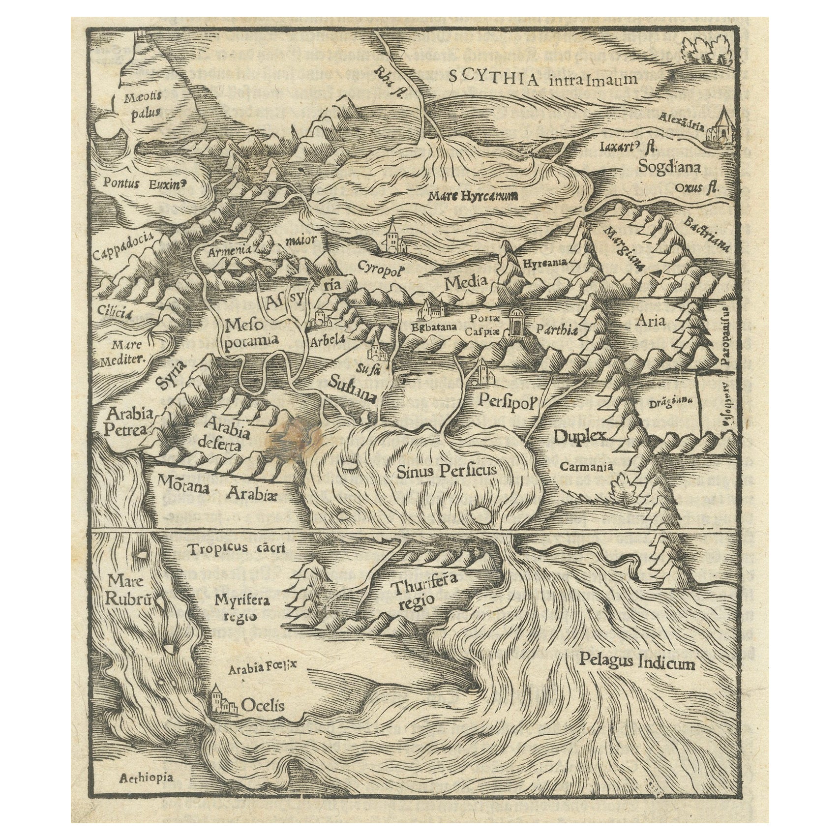 Original 1588 Map of Arabia and Persia During the Safavid-Ottoman Conflicts