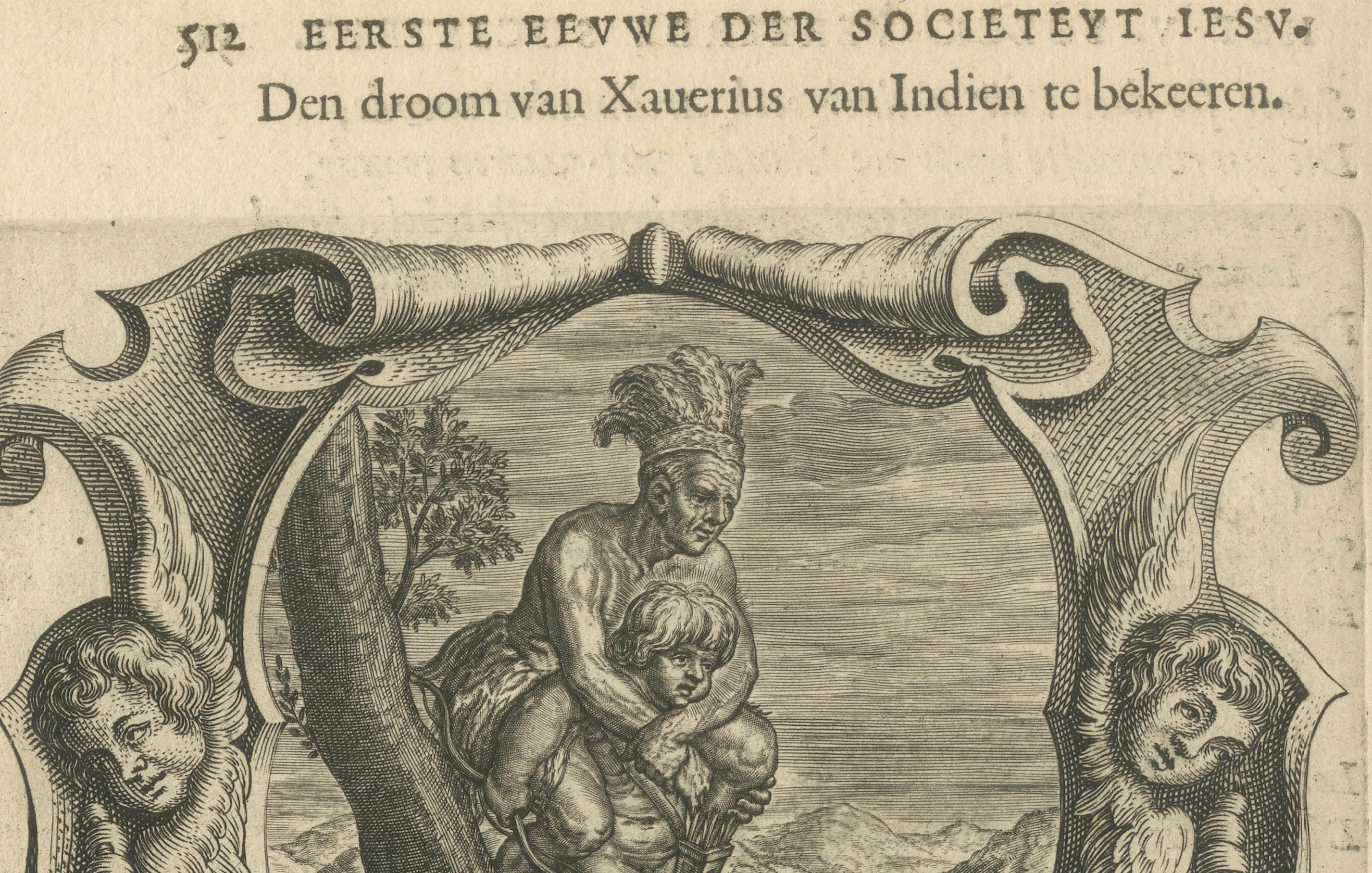 Gravé Impression d'emblème jésuite originale de 1615 : Le rêve représente l'amour en jeu en vente