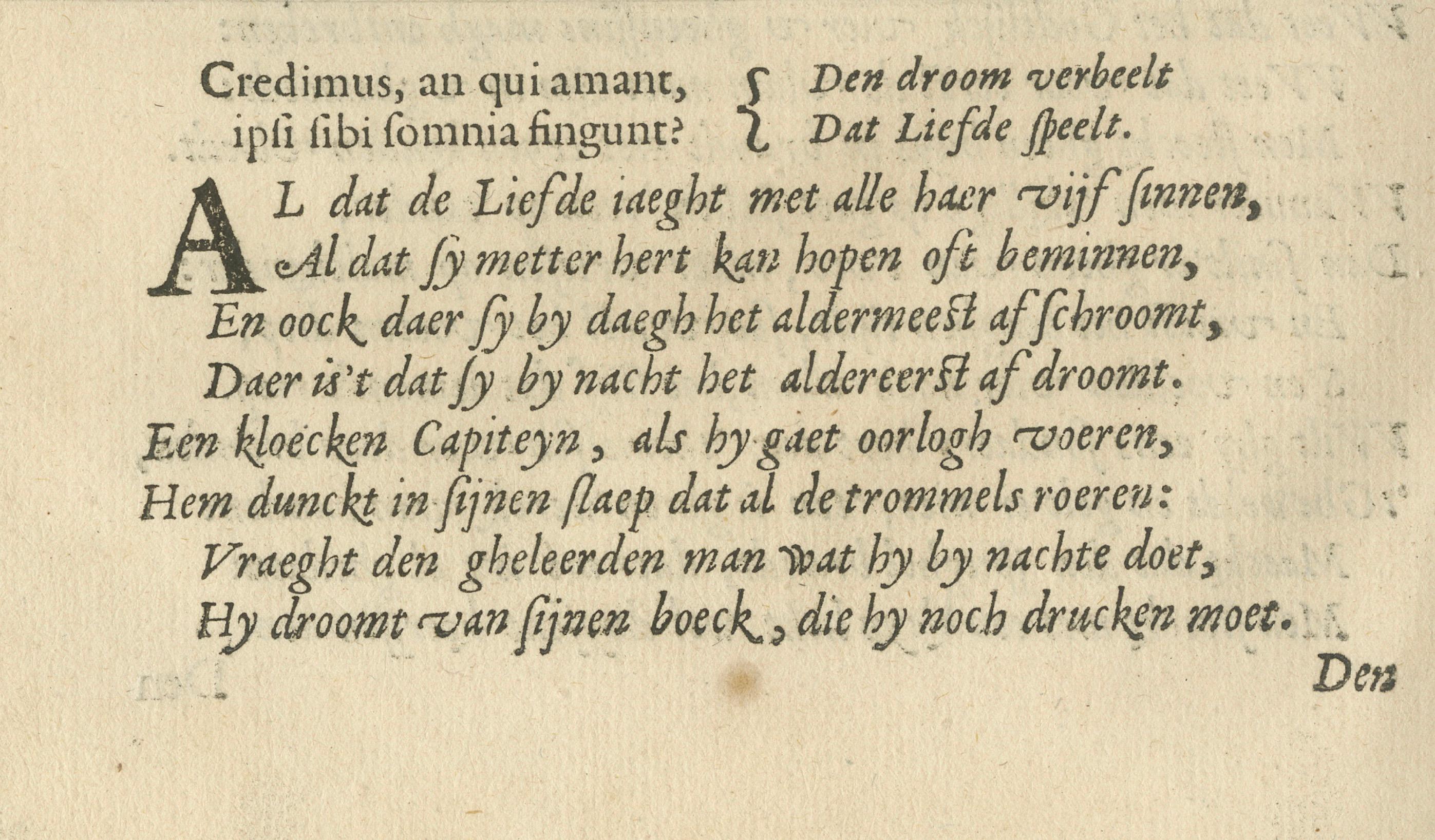 Impression d'emblème jésuite originale de 1615 : Le rêve représente l'amour en jeu Bon état - En vente à Langweer, NL