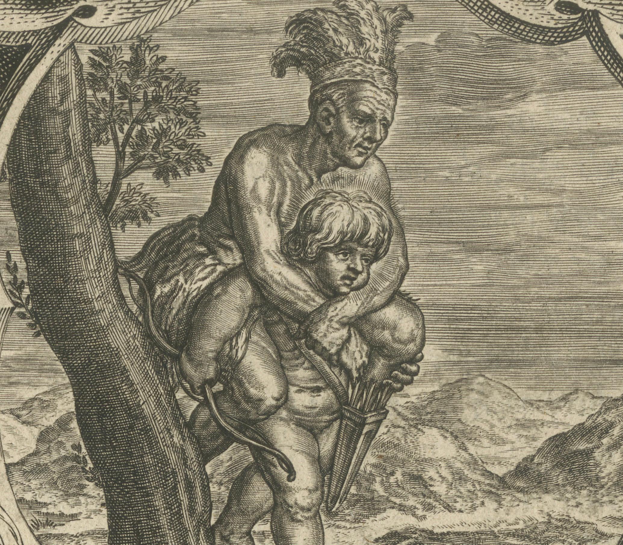 Début du XVIIe siècle Impression d'emblème jésuite originale de 1615 : Le rêve représente l'amour en jeu en vente
