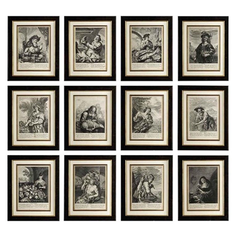 ORIGINAL 1643 LES DOUZE MOIS DE L'ANNÉE APRÈS JOACHIM VON SANDART L'AÎNÉ