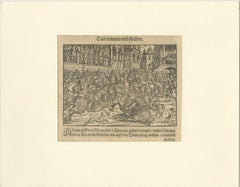 Original 16th Century Engraving of a Medieval Tournament, ca.1578