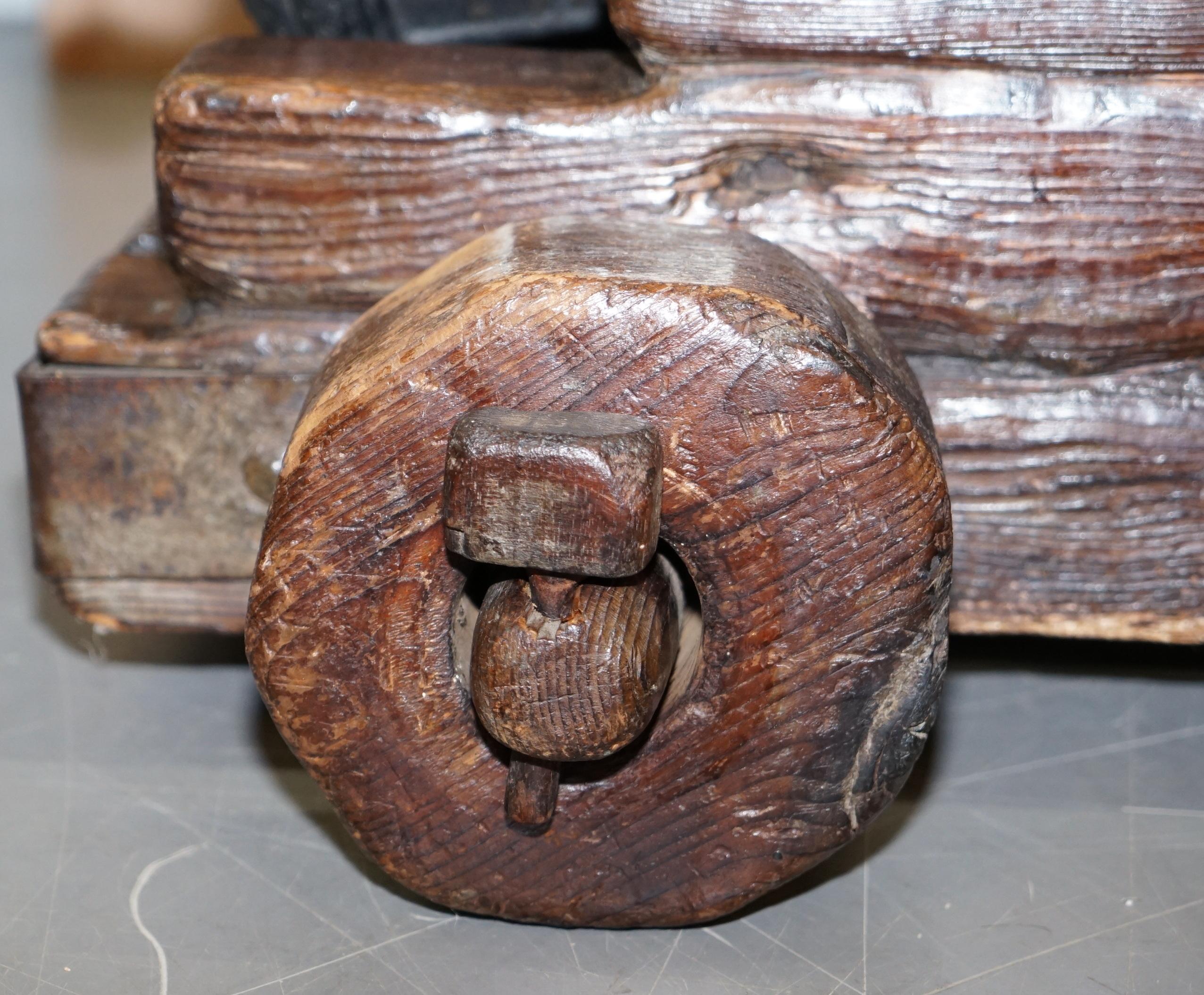 Original 16th Century Ships Naval Cannon Timber Base with Later Bronze Cannon 4