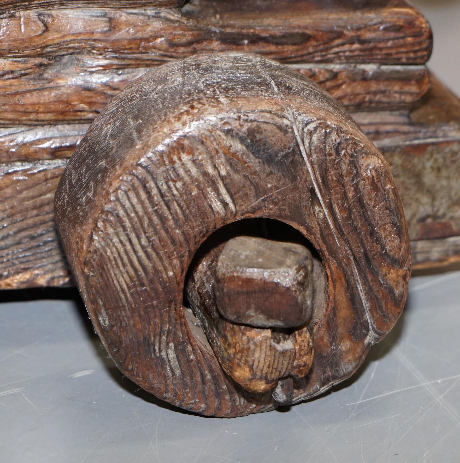 Belgian Original 16th Century Ships Naval Cannon Timber Base with Later Bronze Cannon