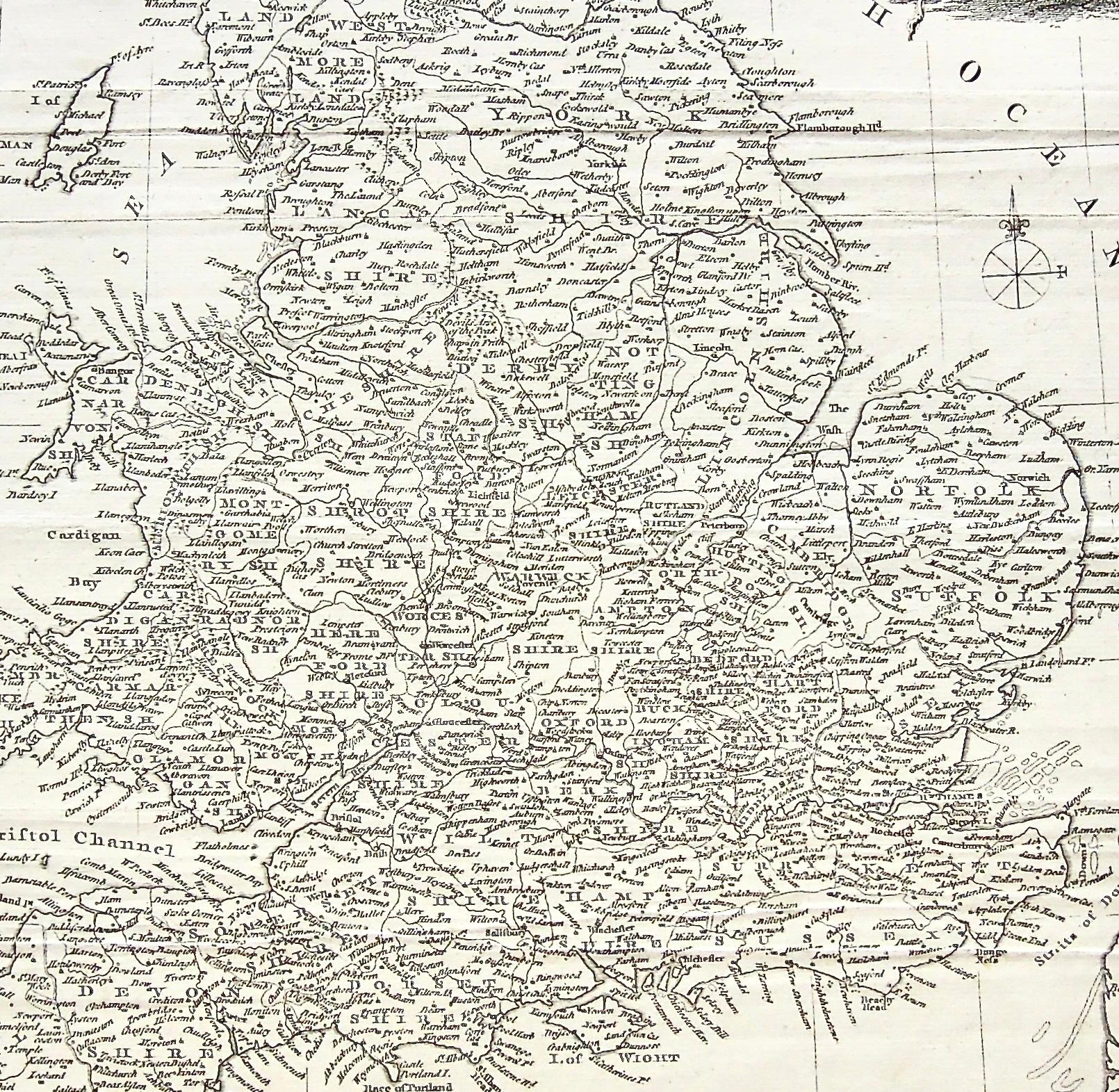 A New and Accurate Map of that District of Great Britain called England & Wales &c. from the latest & most Correct Surveys. By T Kitchen, Geographer & Hydrographer to His Majesty.
Upper Center: Engraved for Walpoole's New & Complete British