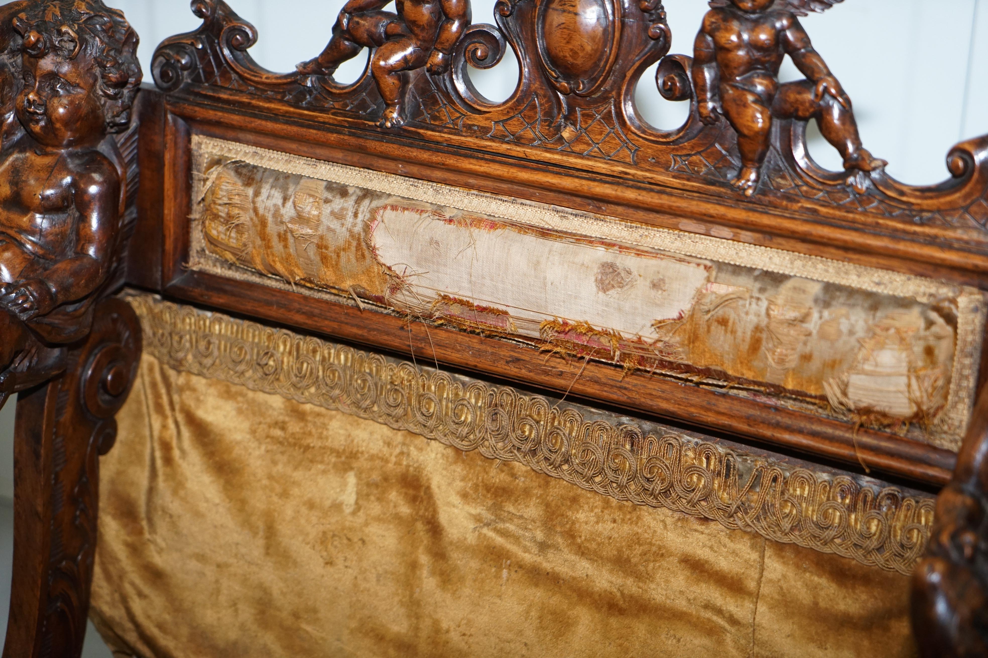 Original 17th Century Andrea Brustolon Hand Carved Italian Walnut Armchair For Sale 8
