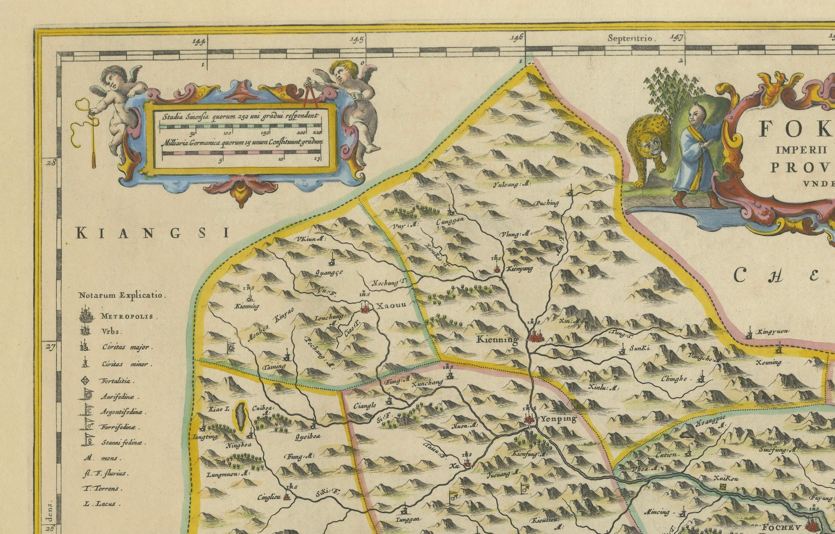 17th-Century Antique Map of Fujian Province, China – 