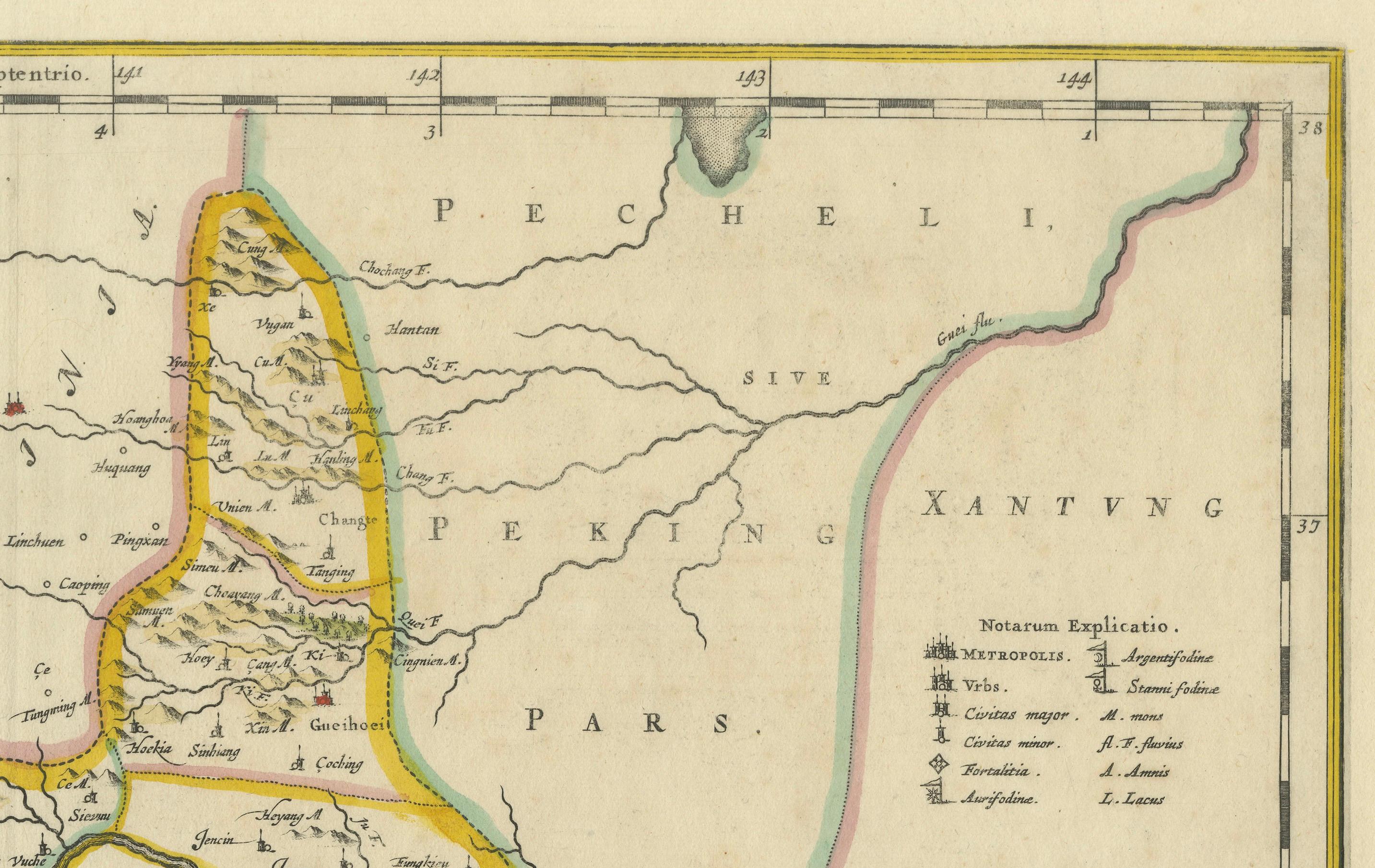 17th-Century Antique Map of Henan Province, China – 