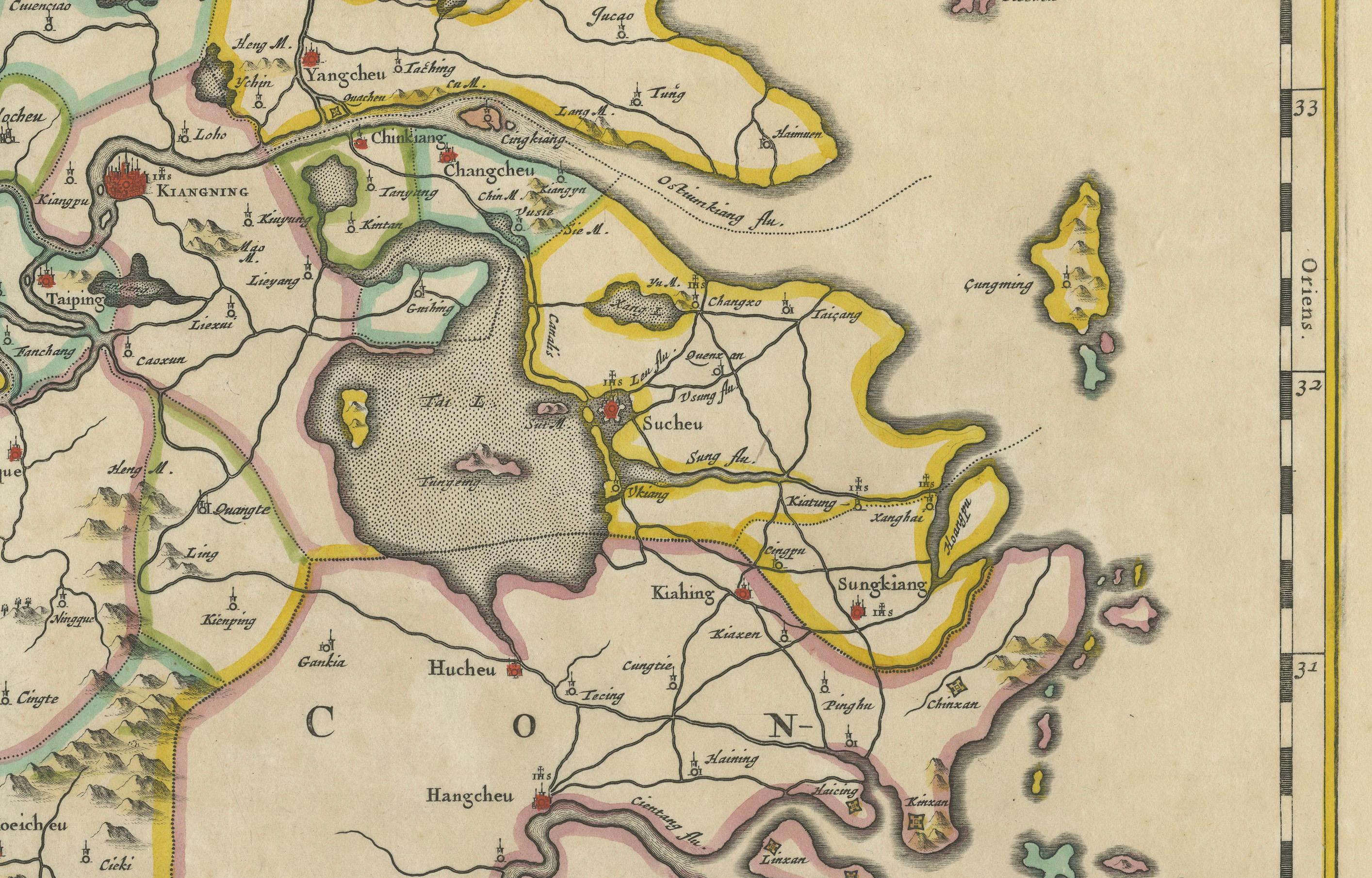 Title: 17th-Century Antique Map of Nanjing Province, China – 