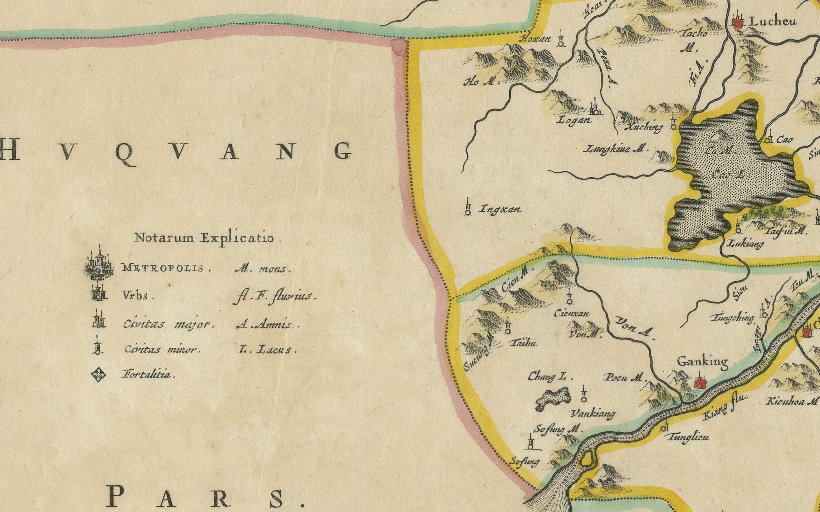 Original 17th-Century Antique Map of Nanjing Province, China – by Blaeu In Good Condition For Sale In Langweer, NL